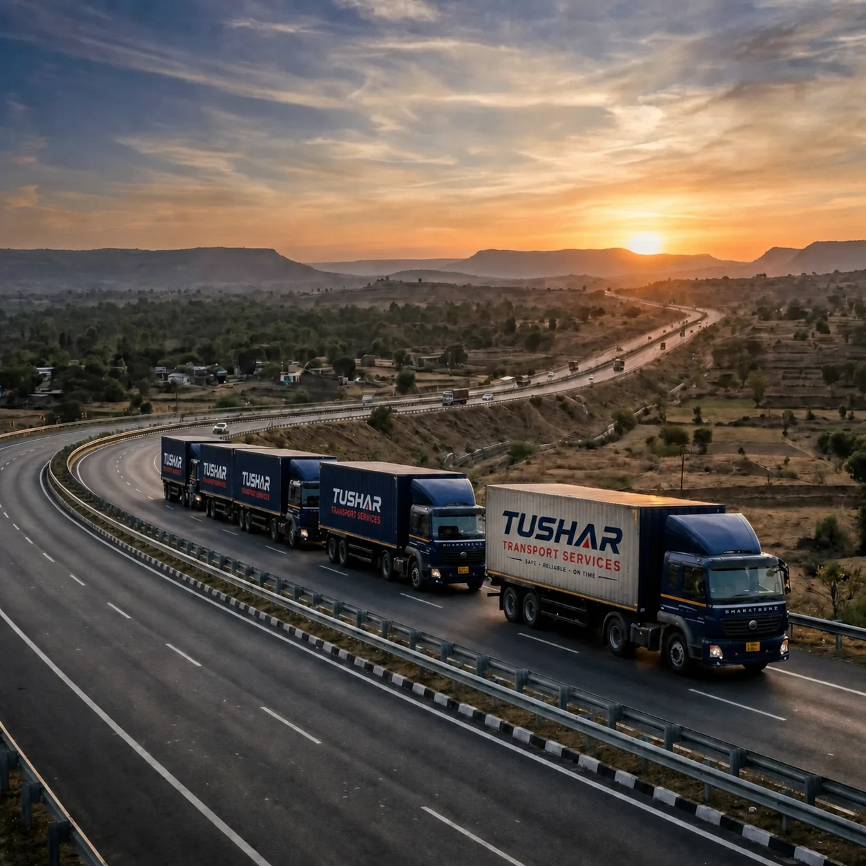 Tushar Transport Services convoy moving cargo across India